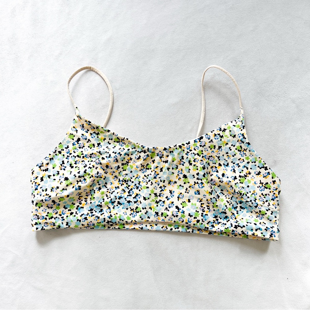 Cream Colored Floral Bikini Top